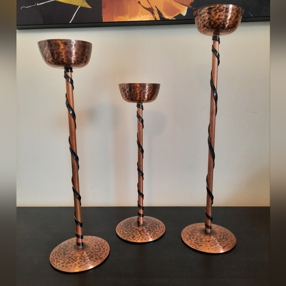 Vintage Graduated Copper Candlestick Holders by Fantasy Copperware Canada - Picture 2 of 10